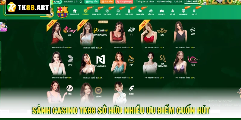 Casino TK88 | Thiên Đường Giải Trí Với Hàng Loạt Game Hot 1 Sảnh casino TK88 sở hữu nhiều ưu điểm cuốn hút